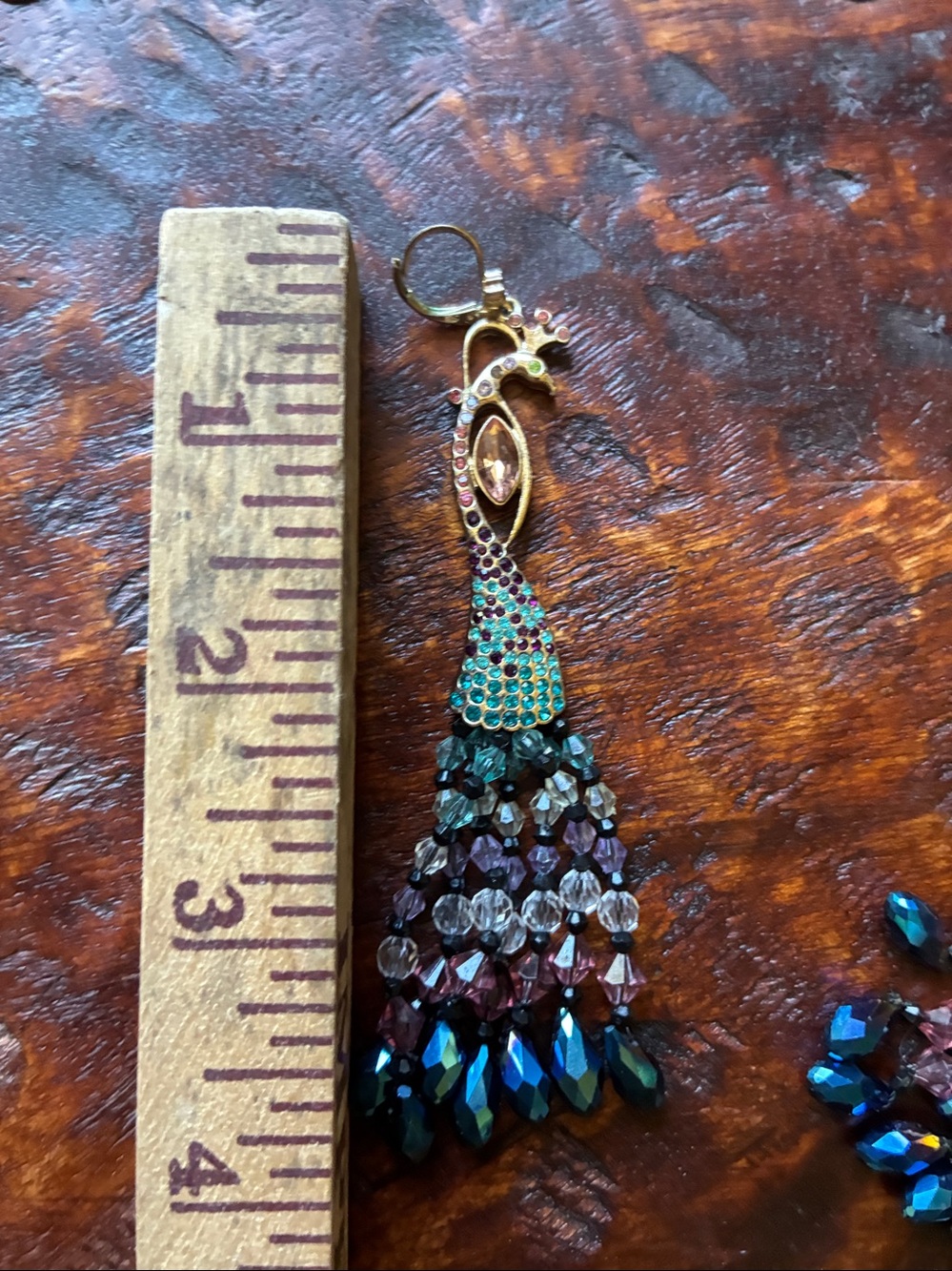Betsy Johnson peacock earrings - Picture 2 of 5